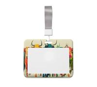 Woshuwo Multiple Abstract Geometric Cows Sliding Id Badge Holder Hard Plastic Work Card Case Name Tag Protector for Nurses Office