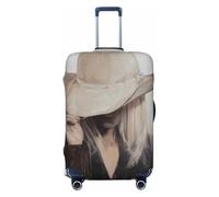 Woshuwo Mysterious Woman Beige Cowboy Hat Elastic Travel Luggage Covers Dustproof Scratch-Resistant Suitcase Protector Fit 22-24 Inch