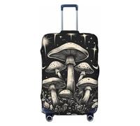 Woshuwo Mystical Black and White Mushrooms Elastic Travel Luggage Covers Dustproof Scratch-Resistant Suitcase Protector Fit 22-24 Inch
