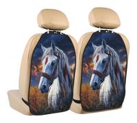 Woshuwo Native Indian Horse Car Seat Back Kick Protectors,2 Pack Kick Mats With Storage Pockets For Vehicles To Protect From Dirt Mud Scratches