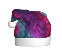 Woshuwo Neon Pink And Teal Fur Fusion Santa Hat Adult Xmas Headwear Novelty Christmas Hat
