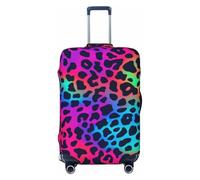 Woshuwo Neon Rainbow Leopard Print Elastic Travel Luggage Covers Dustproof Scratch-Resistant Suitcase Protector Fit 22-24 Inch