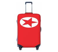 Woshuwo North Korea Flag Elastic Travel Luggage Covers Dustproof Scratch-Resistant Suitcase Protector Fit 22-24 Inch