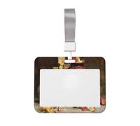 Woshuwo Old Burgundy Ceramic Vase Sliding Id Badge Holder Hard Plastic Work Card Case Name Tag Protector for Nurses Office
