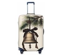 Woshuwo Old Christmas Bell with Dark Brown Ribbon Elastic Travel Luggage Covers Dustproof Scratch-Resistant Suitcase Protector Fit 22-24 Inch