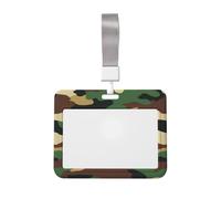 Woshuwo Old School Camouflage Pattern Sliding Id Badge Holder Hard Plastic Work Card Case Name Tag Protector for Nurses Office
