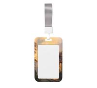 Woshuwo Old Steam Train Country Cottages Sunset Sliding Id Badge Holder Hard Plastic Work Card Case Name Tag Protector for Nurses Office