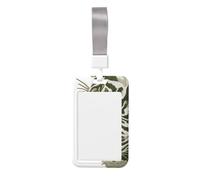 Woshuwo Olive Green Tiger's Head Sliding Id Badge Holder Hard Plastic Work Card Case Name Tag Protector for Nurses Office