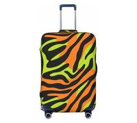 Woshuwo Orange and Acid Green Zebra Skin Elastic Travel Luggage Covers Dustproof Scratch-Resistant Suitcase Protector Fit 22-24 Inch