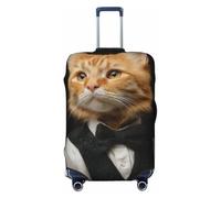Woshuwo Orange Cat Dressed As A Gentleman Elastic Travel Luggage Covers Dustproof Scratch-Resistant Suitcase Protector Fit 22-24 Inch