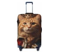 Woshuwo Orange Cat Dressed As A King Elastic Travel Luggage Covers Dustproof Scratch-Resistant Suitcase Protector Fit 22-24 Inch