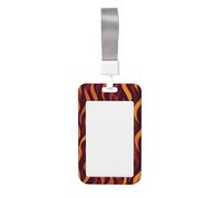 Woshuwo Orange Yellow Red Wavy Lines Sliding Id Badge Holder Hard Plastic Work Card Case Name Tag Protector for Nurses Office