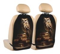 Woshuwo Owl On Old Book Stack Dark Academia Car Seat Back Kick Protectors,2 Pack Kick Mats With Storage Pockets For Vehicles To Protect From Dirt Mud Scratches