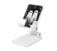 Woshuwo Pair Of Cute Ghosts In The Garden Foldable Cell Phone Stand Adjustable Angle Height Desktop Portable Cellphone Cradle Compatible With All Smartphone White-Style