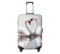 Woshuwo Pair of Swans Romantic Elastic Travel Luggage Covers Dustproof Scratch-Resistant Suitcase Protector Fit 22-24 Inch