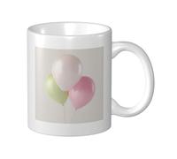 Woshuwo Pastel Balloons in Pink White Light Green Ceramic Cup, Elegant Coffee Mug Tee Drinkware Water Cup for Home Office 11oz