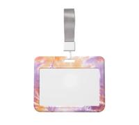 Woshuwo Pastel Orange and Pastel Purple Tie Dye Sliding Id Badge Holder Hard Plastic Work Card Case Name Tag Protector for Nurses Office