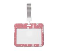 Woshuwo Pastel Pink Background Christmas Tree Star Bow Sliding Id Badge Holder Hard Plastic Work Card Case Name Tag Protector for Nurses Office