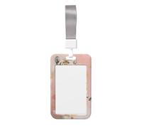 Woshuwo Pastel Pink Tiger Sliding Id Badge Holder Hard Plastic Work Card Case Name Tag Protector for Nurses Office