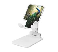 Woshuwo Peacocks A Full Tail Foldable Cell Phone Stand Adjustable Angle Height Desktop Portable Cellphone Cradle Compatible With All Smartphone White-Style