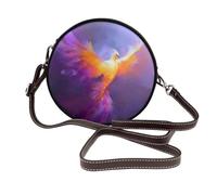 Woshuwo Phoenix Pastel Colors Women Round Crossbody Bags Leather Sling Bag Purse
