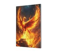 Woshuwo Phoenix Rising From Flames Gold-Ash Canvas Wall Art Poster Aesthetic Print Painting For Dorm Bedroom Living Room,30x45cm Framed
