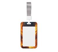 Woshuwo Phoenix Rising from Flames Gold-Ash Sliding Id Badge Holder Hard Plastic Work Card Case Name Tag Protector for Nurses Office