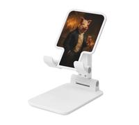 Woshuwo Pig Dressed In A Victorian-Era Suit Foldable Cell Phone Stand Adjustable Angle Height Desktop Portable Cellphone Cradle Compatible With All Smartphone White-Style