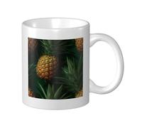 Woshuwo Pineapples with Green Leaves Tropical Fruit Ceramic Cup, Elegant Coffee Mug Tee Drinkware Water Cup for Home Office 11oz
