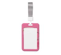 Woshuwo Pink Coffee Cup with Word Love Sliding Id Badge Holder Hard Plastic Work Card Case Name Tag Protector for Nurses Office