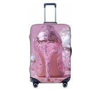 Woshuwo Pink High Heel Shoe Disco Ball Texture Elastic Travel Luggage Covers Dustproof Scratch-Resistant Suitcase Protector Fit 22-24 Inch