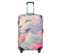 Woshuwo Pink Leopard Flowers Elastic Travel Luggage Covers Dustproof Scratch-Resistant Suitcase Protector Fit 22-24 Inch