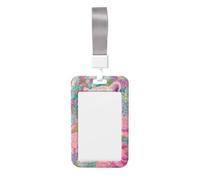 Woshuwo Pink Leopard Flowers Sliding Id Badge Holder Hard Plastic Work Card Case Name Tag Protector for Nurses Office