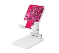 Woshuwo Pink Leopard Head Trendy Foldable Cell Phone Stand Adjustable Angle Height Desktop Portable Cellphone Cradle Compatible With All Smartphone White-Style
