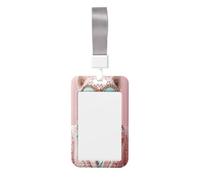 Woshuwo Pink Leopard in Suit and Sunglasses Sliding Id Badge Holder Hard Plastic Work Card Case Name Tag Protector for Nurses Office