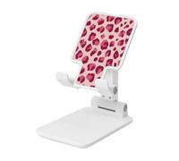 Woshuwo Pink Leopard Print Foldable Cell Phone Stand Adjustable Angle Height Desktop Portable Cellphone Cradle Compatible With All Smartphone White-Style