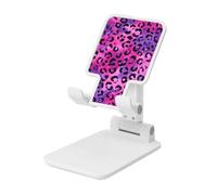 Woshuwo Pink Leopard Print Pattern Foldable Cell Phone Stand Adjustable Angle Height Desktop Portable Cellphone Cradle Compatible With All Smartphone White-Style
