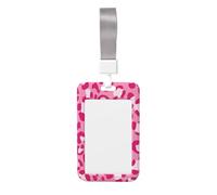 Woshuwo Pink Leopard Print Sliding Id Badge Holder Hard Plastic Work Card Case Name Tag Protector for Nurses Office