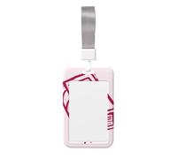 Woshuwo Pink Red Simple Line Drawing Book Sliding Id Badge Holder Hard Plastic Work Card Case Name Tag Protector for Nurses Office