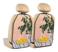 Woshuwo Plate Of Lemons Car Seat Back Kick Protectors,2 Pack Kick Mats With Storage Pockets For Vehicles To Protect From Dirt Mud Scratches