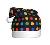 Woshuwo Polka Dot In Rainbow Colors Santa Hat Adult Xmas Headwear Novelty Christmas Hat