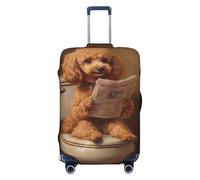 Woshuwo Poodle Reading On Toilet Seat Elastic Travel Luggage Covers Dustproof Scratch-Resistant Suitcase Protector Fit 22-24 Inch