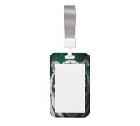 Woshuwo Powerful White Tiger On Emerald-Dark Sliding Id Badge Holder Hard Plastic Work Card Case Name Tag Protector for Nurses Office