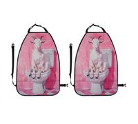 Woshuwo Preppy Pink Goat On Toilet Funny Car Seat Back Kick Protectors,2 Pack Kick Mats With Storage Pockets For Vehicles To Protect From Dirt Mud Scratches
