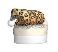Woshuwo Pumpkin And Leopard Print Large Bow Santa Hat Adult Xmas Headwear Novelty Christmas Hat