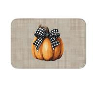 Woshuwo Pumpkin With A Black And White Checkered Bow Door Mats,Non-Slip Doormat For Outside Indoor Entry Farmhouse Home Rugs,40x60cm