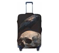 Woshuwo Raven On Old Skull Dark Fantasy Elastic Travel Luggage Covers Dustproof Scratch-Resistant Suitcase Protector Fit 22-24 Inch
