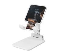 Woshuwo Raven On Top Of Open Book Foldable Cell Phone Stand Adjustable Angle Height Desktop Portable Cellphone Cradle Compatible With All Smartphone White-Style