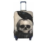 Woshuwo Raven Sitting Upon A Skull Dark Elastic Travel Luggage Covers Dustproof Scratch-Resistant Suitcase Protector Fit 22-24 Inch