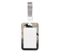 Woshuwo Raven Sitting Upon A Skull Dark Sliding Id Badge Holder Hard Plastic Work Card Case Name Tag Protector for Nurses Office